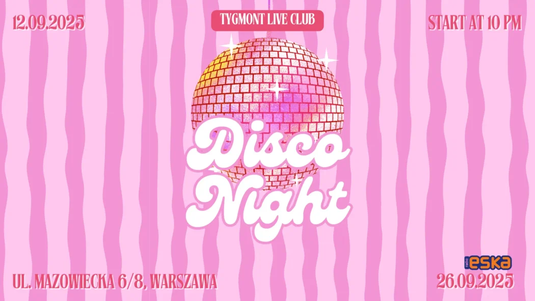 Plakat: Disco Night, Tygmont, 12.09.2025